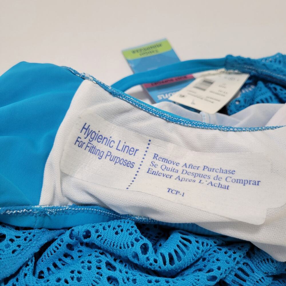 Swim Solutions Tummy-Control Flyaway Swimdress Crochet Boho Teal NWT Size 10 - Picture 11 of 11